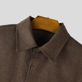 Wiaofellas  -  Men's Shirt Solid Color Streetwear Lapel Short Sleeve Tops Summer Men Clothes Loose Korean Style Fashion Shirts For Man