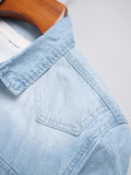 WIAOFELLAS  -  Pure cotton washed blue denim shirt for men - loose fit, trendy, cardigan style, fashionable and casual top