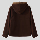 WIAOFELLAS  -  Men Hoodies Plush Patchwork Hooded Long Sleeve Zipper Male Sweatshirts Streetwear Loose Fashion Casual Men Jackets S-3XL