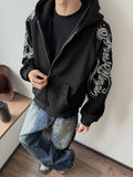 Wiaofellas  -  Spring New Casual Mens Hooded Sweatshirts Long Sleeve Zip-up Letter Printed Rivet Hoodies For Men Fashionable Loose Hoodie