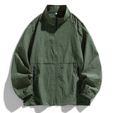 Wiaofellas  -  Men’s New Fashion Casual Trendy Solid Color Zipper Jacket Coat Summer Long Sleeve Stand Collar Jacket Male Clothes Tops Coat