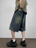 Wiaofellas  -   Summer Men Fashion Loose Wide Leg Short Jeans Male Streetwear Baggy Denim Shorts Mens Casual Straight Capris Pants G233