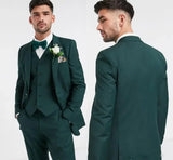 Wiaofellas  -  Man Suits  For Wedding Groom Tuxedos Slim Fit 3 Pcs Fashion Blazer Groom Tuxedo (Jacket + Vest + Pants)