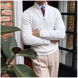 WIAOFELLAS  -  Autumn and Winter Hot Men's Stand-up Collar Zipper Long-sleeved Sweater New Slim Pullover Base Sweater Outer Top