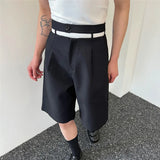 Wiaofellas  -  Fashion New Summer Men's Clothing Shorts Loose Straight Wide Leg Male Casual Trousers Hollw Out Waist Menwear