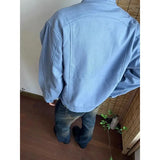 WIAOFELLAS  -  Punk Spliced Jacket High-end Blue Short Work Cargo Coat Men's Handsome Trendy Solid Color Zipper Jacket All-match Top