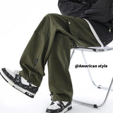 Wiaofellas  -  Cargo Pants Men Streetwear Hip hop Pants Mens Joggers Pants Casual Harem Ankle length Trousers Elastic waist Black Army green