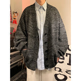 WIAOFELLAS  -  Autumn Winter New V-neck Cardigan Men's Loose Casual Knitted Sweater Trendy Daliy Simple All-match High Street Soft Coats