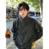 WIAOFELLAS  -  Warm Fce Lined f Zipper Fibone Pattern Thi Long Sve Hoodie for Men Autumn Winter Inner Wear Base irt Tirt