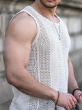 Wiaofellas  -  New Thin Hollow Sweater for Men's Versatile Sleeveless Slim Sweater Trendy Vest Top
