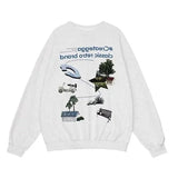 Wiaofellas  -  New in Y2K Vintage Grey Sweatshirt Men's Loose Fit Autumn Crewneck Pullover Hoodies High Street Sudaredaras Hombre