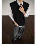 WIAOFELLAS  -  Autumn Grey Sweater Vest Men Warm Fashion Casual Black Knitted Pullover Men Korean Loose Sleeveless Sweater Mens Jumper Clothes