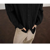 WIAOFELLAS  -  Autumn New Design Pleated Men's Texture Casual Fashion High-end Loose Versatile Long-sleeved Shirt