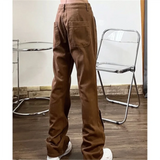 WIAOFELLAS  -  Streetwear Button Zipper Jeans Men Vintage Casual Straight Pants Spring Autumn Loose Hip Hop Solid Color Trousers