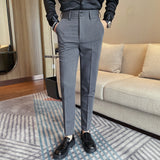 WIAOFELLAS  -  High Quality Men's Autumn Winter Suit Pants Business Casual Slim Fit Full Length Suit Pant Male High Waist Fashion Trousers