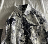 WIAOFELLAS  -  Shirt for Men Casual Fashion Street Trend Personality Floral Print Lapel Print Button Long Sleeve Slim Cardigan Tops C115