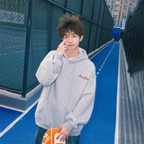 Wiaofellas  -  High Street Letter Printed Hooded Sweatshirt For Men Spring Fleece Y2K Streetwear Hoodies Hip Hop Fashion Long Sleeve Hoody