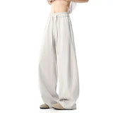 WIAOFELLAS  -  Simple Men's Trousers Casual Drawtring Spring Straight Suit Pants Elastic Waist Wide Leg Loose Male Bottom Summer
