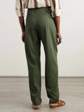 Wiaofellas  -  Men Neapolitan High Waist Pleated Suit Pants Spring Autumn, Solid Color Button Office Casual Trousers, Belt Not Included