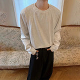 Wiaofellas  -  Men's Solid Color Stitching Long-Sleeved Sweatshirt American Retro Fashion Trend Street Casual Loose Breathable Niche Men's Tops