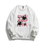 WIAOFELLAS  -  Retro American Thin round Neck Sweatshirt Women Long Sleeve Loose Oversize Couple Tops Men Trendy White Gray Autumn Winter