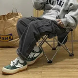 WIAOFELLAS  -  Vintage Cargo Jeans Men High Street Straight Wide-leg Trousers Men Spring Fashion Hip-hop Style Trend Y2k Jeans