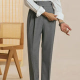 WIAOFELLAS  -  Italian Waistline Mens Pant Houndstooth Office Trousers Men Fall Dress Pant Business Draped Trousers Gentlemen Pantalon Homme