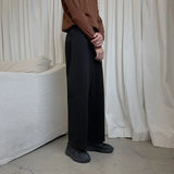 WIAOFELLAS  -  Winter Thick Woolen Pants Men Warm Fashion Cotton Black/Brown Suit Pants Men Loose Straight Pants Mens Casual Trousers S-2XL