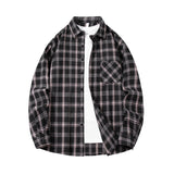 Wiaofellas  -  Men's Cotton Plaid Shirts Autumn Single Breaste Smart Casual Work Shirt Long Sleeved Tops Spring Summer Workwear Shirts Men Tops
