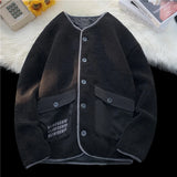 WIAOFELLAS  -  Lamb Wool Coat Couple Cotton Clothes Winter New Warm Cotton Jacket Loose Large Size Shake Grain Velvet Coat Unisex Outerwear