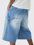 WIAOFELLAS  -  Men s Distressed Denim Shorts with Cargo Pockets and Relaxed Fit Knee-Length Pull-On Jeans