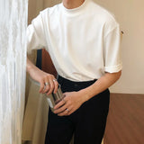 Wiaofellas men's / wear summer fashion Solid Color Turtleneck Short Sleeve Tee for men and women korean style casual tops 2Y272