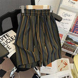 WIAOFELLAS  -  Summer Men Fashion Drawstring Loose Cotton Shorts Male Contrast Color Stripes Shorts Men's Loose Sports Short Pants K838