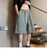 WIAOFELLAS  -  Fashion New Men's Letter Print Tie Dye Drawstring Design Shorts Trendy Summer High-waisted Loose Short Pants Male