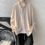 WIAOFELLAS  -  Long Sleeved Shirt Men Fashion Black Dress Shirt Men Korean Loose Casual White Shirt Mens Office Formal Shirt Large Size 4XL