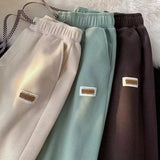 Wiaofellas  -  Autumn Waffle Straight Wide Leg Pants For Men Korean Fashion Baggy Trousers New Breathable Casual Y2K Vintage Sweatpants