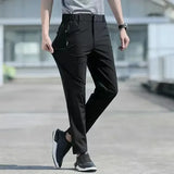Wiaofellas  -  Ice Silk Men's Summer Pants Elastic Waist Straight Leg Trouser Male Quick Dry Big Size Large Plus Stretch 6XL 7XL Work Outdoor