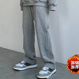 WIAOFELLAS  -  Autumn Winter KPOP Fashion Style Harajuku Trousers Men Loose All Match Straight Casual Chic Pants Vintage Pockets Male Clothes