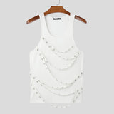 WIAOFELLAS  -  Men Tank Tops Patchwork O-neck Sleeveless Sexy Skinny Male Vests Summer 2025 Streetwear Fashion Men Clothing Tops S-5XL