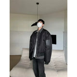 WIAOFELLAS  -  Premium Sense Bomber Jacket MA-1 Fall and Winter Splicing Fake Two Pieces Korean Style Coat Street Style Cotton Clothing Men New