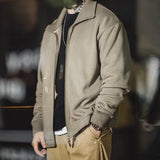 WIAOFELLAS  -  Maden Men's High Neck Warm Jacket Polar Fleece Lining Thickened Coat Casual Sports Style Cardigan Sweater Vintage Tennis Jacket