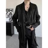 Wiaofellas  -  New Chinese Style Men's Clothing Shirts Organza Male Casual Clothing Round Collar Single Breasted Long Sleeve Summer Trend