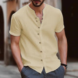 WIAOFELLAS  -  New summer fashion men's retro button casual short-sleeved shirt