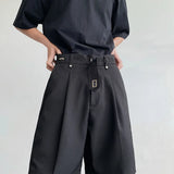 WIAOFELLAS  -  Summer Suit Shorts Men Fashion Social Mens Dress Shorts Korean Loose Black Ice Silk Shorts Mens Office Formal Shorts M-2XL