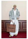Wiaofellas  -  Men's Casual White Wide Leg Pants Street Style Versatile Design Large Straight Cut Long Trousers