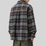 WIAOFELLAS  -  Retro Plaid Shirt Men Harajuku Cotton Long Sleeve Shirt Men Streetwear Hip Hop Oversized Unisex Casual Spring Autumn Shirts