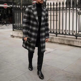 WIAOFELLAS  -  Mens Autumn Winter Jacket Trendy Fashion Plaid Causal Smart Business Coat European Classic Elegant Retro Old Fashion Coat