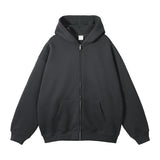 Wiaofellas  -  New Men's Hoodies Sweatshirts Zipper Hoodie Solid Color Hip Hop Mens Hooded Jacket Loose Track Hoodie Jacket Coat Streetwear