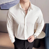 WIAOFELLAS  -  British Style Slim Fit Business Men Shirts Spring Autumn Vintage Long Sleeved Mens Plaid Shirt Fashion Social Men's Clothing 4XL