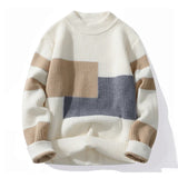 WIAOFELLAS  -  Fake Two Sweaters Men Autumn-winter New Thick Warm Contrast Color Sweater Men Shirt Collar Sweater Men  Pullover  New Products